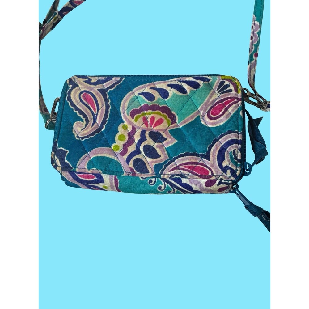 Vera Bradley Blue Paisley All-in-One Crossbody Wallet Wristlet Bag - Picture 10 of 10